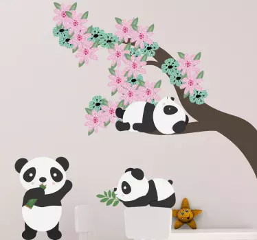 Klistermærke fra det eventyrlige panda-klan - TenStickers
