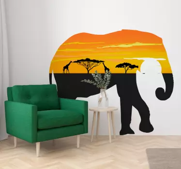Klistermærke med elefantlandskab afrika vilde dyr - TenStickers