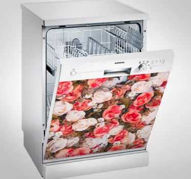 Klistermærke med opvaskemaskine med blomster - TenStickers