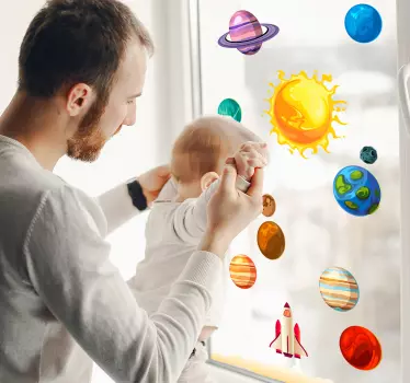 Klistermærke til vindue Planeter plads - TenStickers