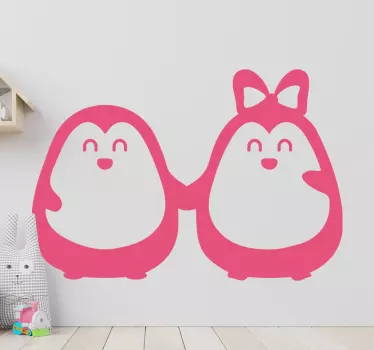 Klistermærke søde pingvinpar - TenStickers