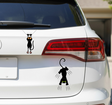 Klistermærke til bil kradsende sorte katte - TenStickers