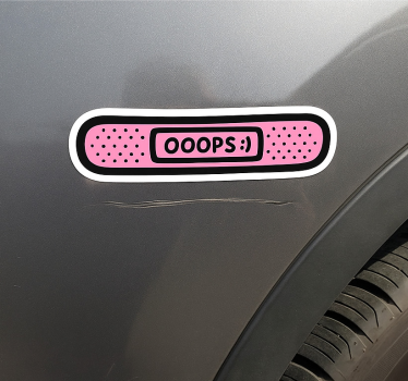 Klistermærke til bil pink "oops" plaster - TenStickers