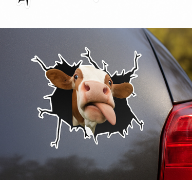 Klistermærke til bil sjov ko gennembrud - TenStickers