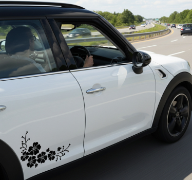 Klistermærke til bil sort blomsterhjørne - TenStickers