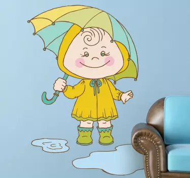 Klistermærke til børn med glad paraplyfigur - TenStickers