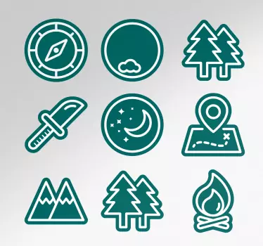 Klistermærke til campingvogn kompas og toppe - TenStickers