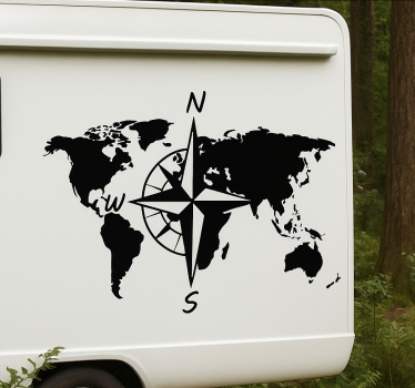 Klistermærke til campingvogn med kompas - TenStickers