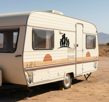 Klistermærke til campingvogn nysgerrig surikatfamilie - TenStickers