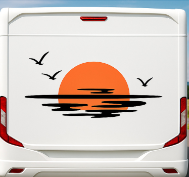 Klistermærke til campingvogn orange solnedgang - TenStickers