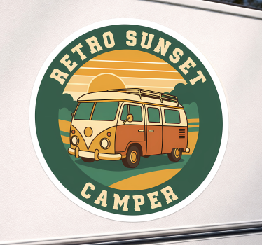 Klistermærke til campingvogn retro solnedgang camper - TenStickers