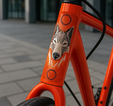 Klistermærke til cykel orange ulv alpha - TenStickers