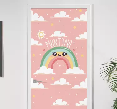 Klistermærke til dør med unikt regnbue design - TenStickers
