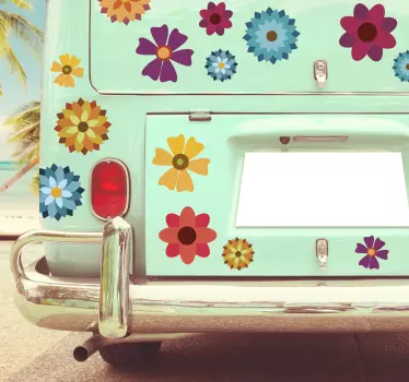 Farverige blomster klistermærke til campingvogn - TenStickers