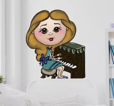 Klistermærke til pianistillustration - TenStickers