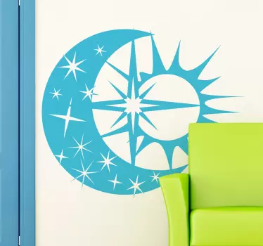 Klistermærke til sol, måne og stjerne - TenStickers