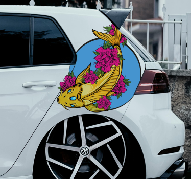 Koi med blomster klistermærke til bil - TenStickers