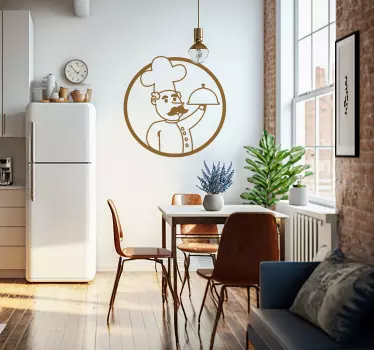 Kok tegning køkken wallsticker - TenStickers