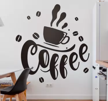 Køkken med kaffekopdrink vægklistermærke - TenStickers