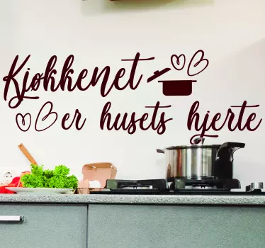 Køkken er hjertet af hjemmeboende tekst væg klistermærke - TenStickers