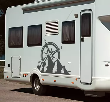 Kompas og bjerg klistermærke til campingvogn - TenStickers