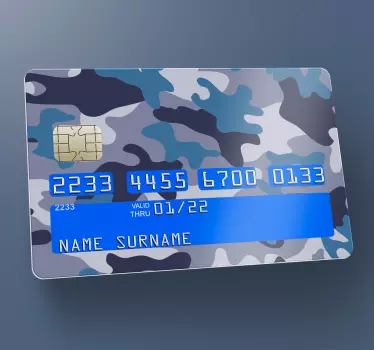 Kort camo blå kreditkort klistermærke - TenStickers
