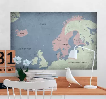 Kort over kalmar union citat vægmærkat - TenStickers