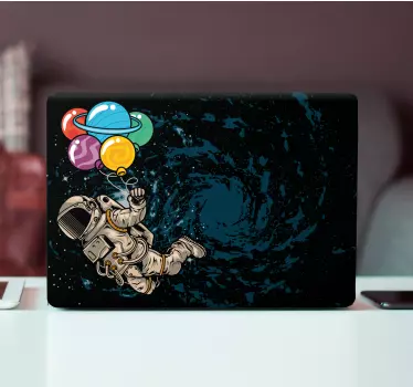 Laptop klistermærke cosmonaut med balloner - TenStickers
