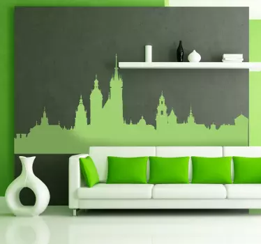 Krakow skyline dekorativt vinyl silhuet klistermærke - TenStickers