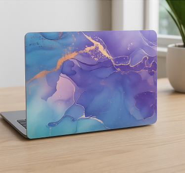 Laptop klistermærke lilla aqua marmorhud - TenStickers