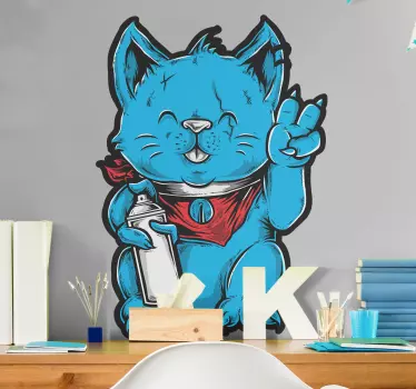 Legesyg blå kat klistermærke - TenStickers