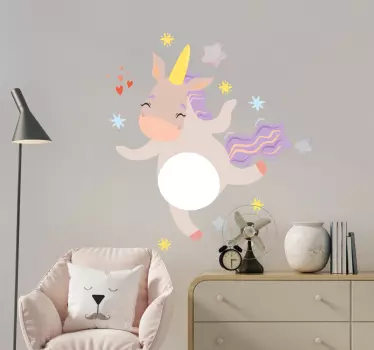 Grå enhjørning dansende klistermærke til børn - TenStickers