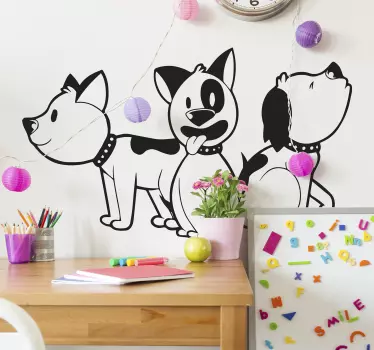 Legesyg hundetrio klistermærke - TenStickers