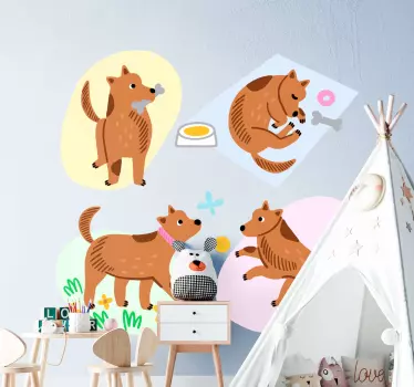 Legesyge hundeaktiviteter klistermærke - TenStickers
