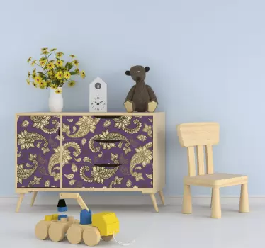 Lilla og guld paisley-mærkater til møbler - TenStickers