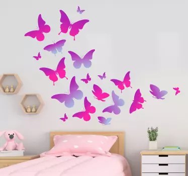 Lilla sommerfugle flyvende sommerfugl væg klistermærke - TenStickers