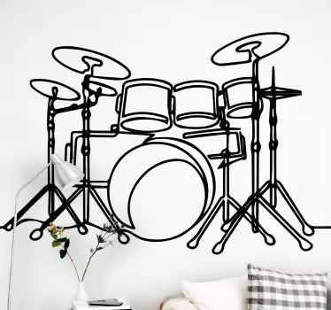 Line art tromme elegant design klassisk musik wallsticker - TenStickers