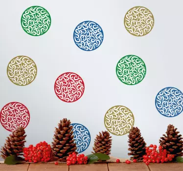 Juleklistermærke med livlige cirkulære motiver - TenStickers