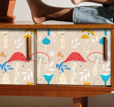 Livligt svampekoncept folie til møbler - TenStickers