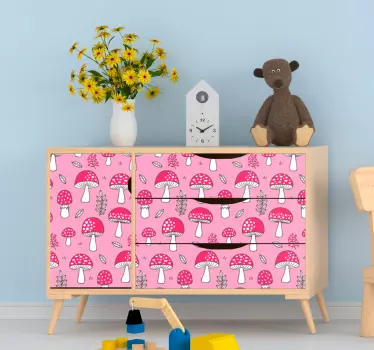 Lyserøde svampemotiver folie til møbler - TenStickers