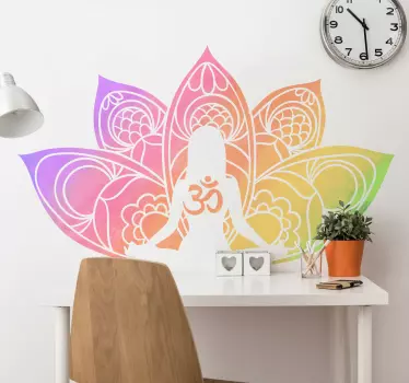 Lotus flerfarvet yoga symbol blomst væg indretning - TenStickers