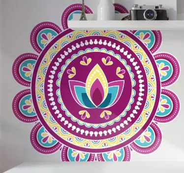 Lotus i mandala blomster vægindretning - TenStickers
