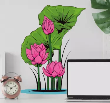 Lotus i vandblomstervægindretning - TenStickers