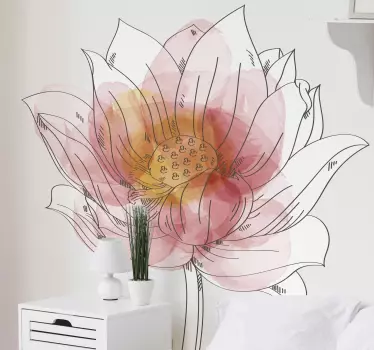 Lotus lilly akvarel blomst væg indretning - TenStickers