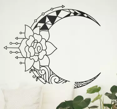 Lotus og måne blomst væg indretning - TenStickers