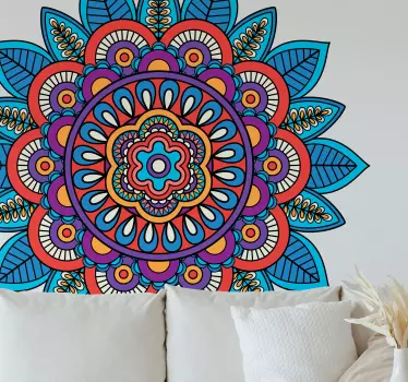 Lyse farverige mandala blomster vægoverføringsbillede - TenStickers