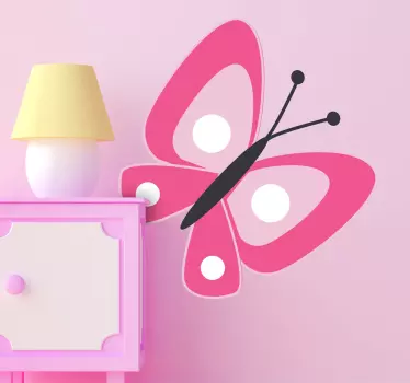 Lyserød klistermærke til pink sommerfugl - TenStickers