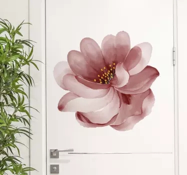 Lyserød rose design glasdør klistermærke - TenStickers