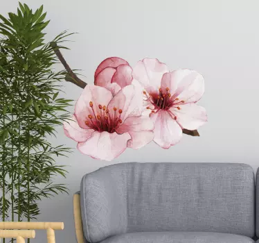 Lyserøde blomster stue blomst vægdekor - TenStickers