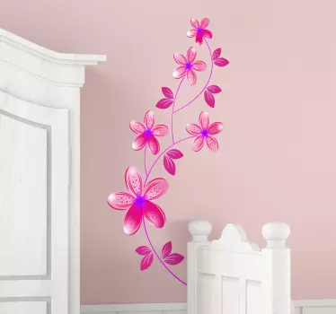 Lyserøde blomster Wallsticker til stuen - TenStickers